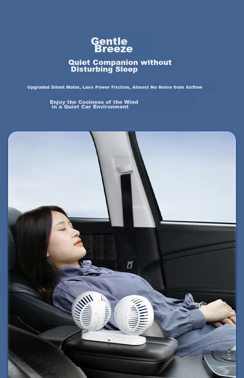 Dijialun Car Fan, 24V for Trucks, 12V Cooling, Small Bread Car, USB Interface, Powerful Dual-Head Electric Fa 14