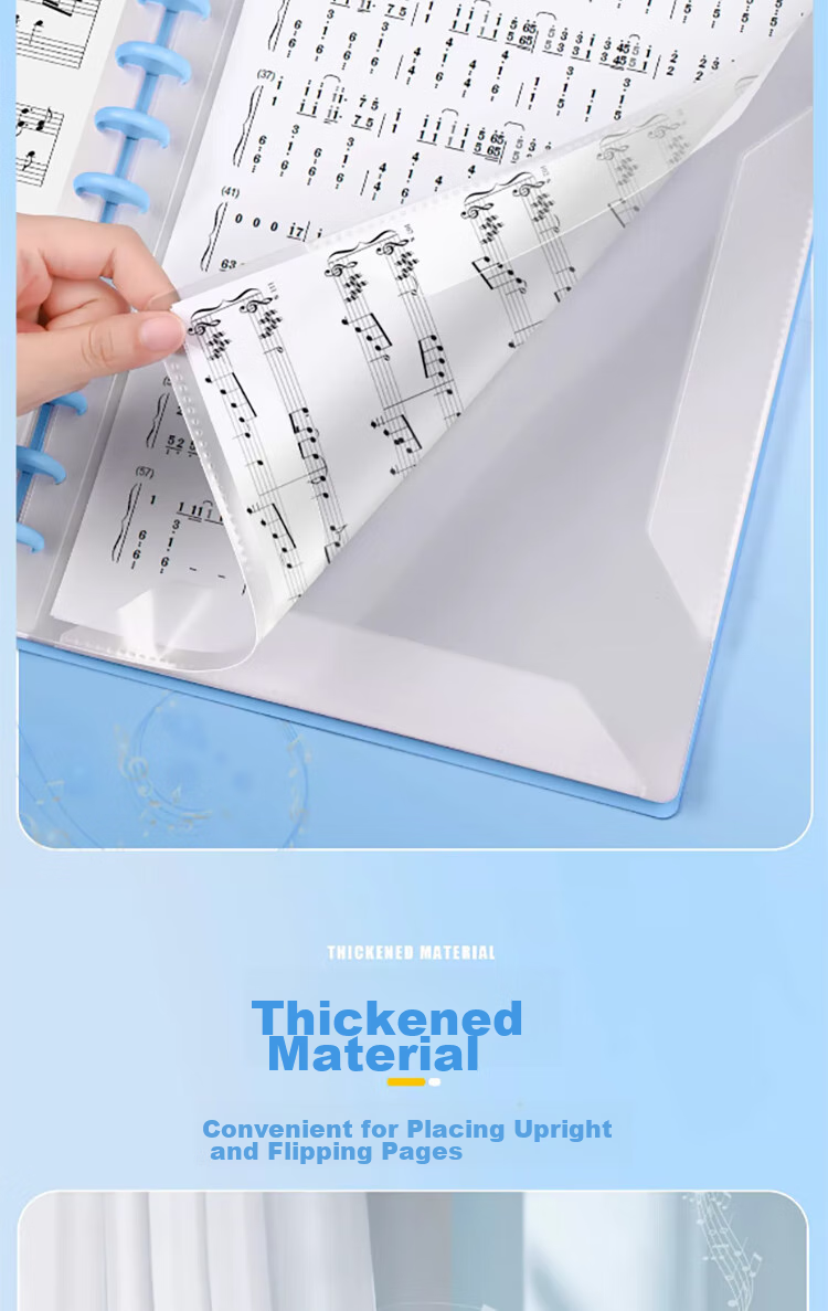 SUNWOOD 20 Sheets 40 Pages A4 Mushroom Clip Music Folder, Sheet Music Folder Document Holder, Guitar And Guzheng Score Folder, Staff Paper Folder, 1387-20 Blue 6