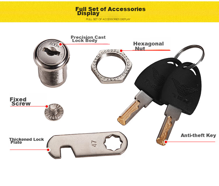 Fly.Globe Office Desk Drawer Lock Furniture Lock Bedside Table Lock Anti-Theft Blade Lock Cylinder FQ-A04 11