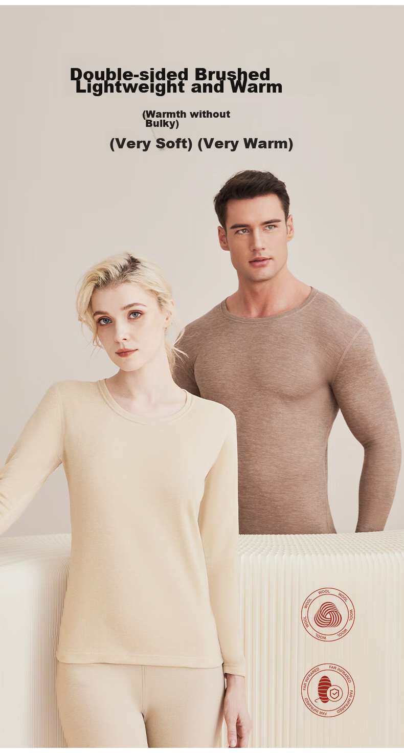 LangSha Autumn Underwear Set for Men, Wool And Silk Thermal Underwear, 7A Antibacterial And Anti-Mite Thin Warm Base Layer 2