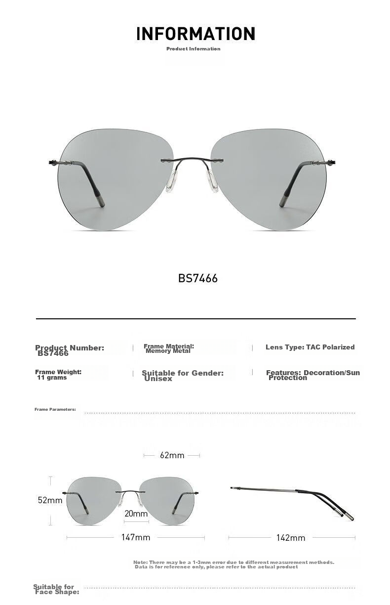 LESCA LUNETIER Ultra-Light Frameless Polarized Sunglasses for Men, Driving-Specific Non-Fading Driving Glasses, Fishing And Pilot Round Sunglasses 13