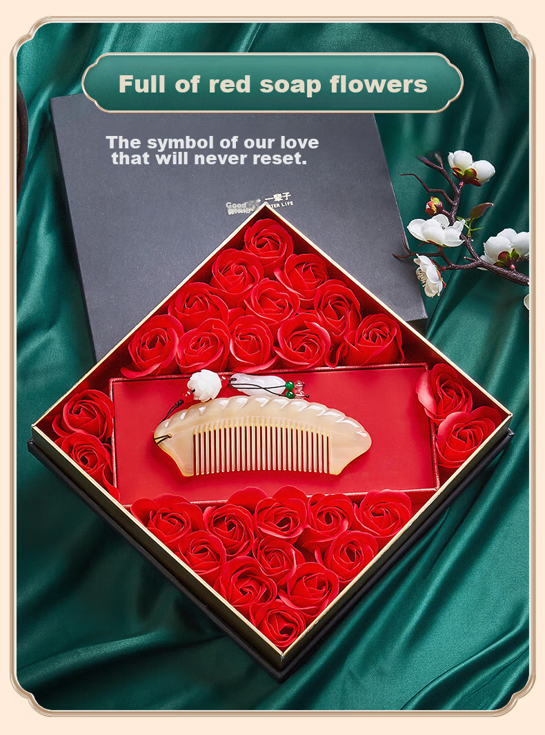 Danpo Premium Niche Ox Horn Comb, Birthday Gift for Women, Girlfriend, Wife, Mother, Father, Elders, Mid-Autumn Festival Gift, Practical High-End Companion Gift, Commemorative Present 8