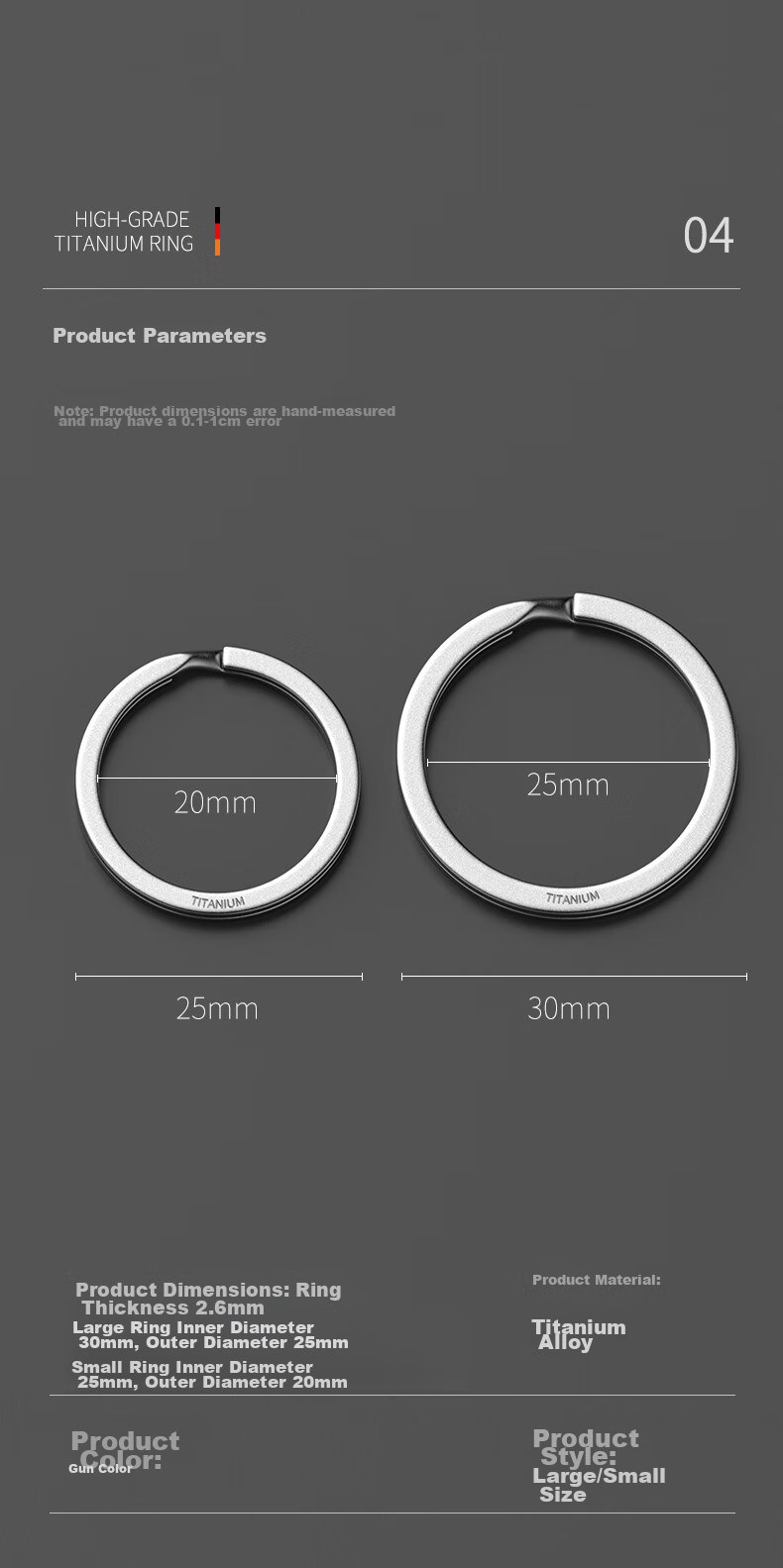 Laiben Titanium Alloy Key Ring, Keychain Ring, Quick-Release Hook, Car Flat Ring, Round Key Ring, Accessories 6