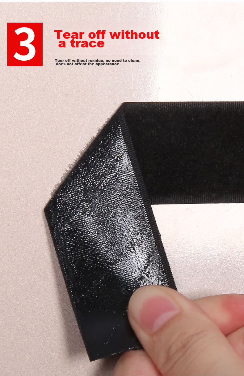Yinbei Door Curtain Strong Adhesive Velcro, High-Adhesion Double-Sided Tape, Car Floor Mat Light-Blocking Pad Fixing Tool, Specialized Back Adhesive Tape Self-Adhesive Strip, 20mm*5m-Black 8