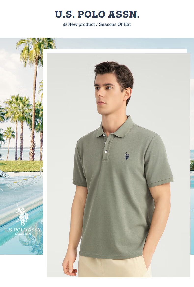U.S. POLO ASSN. Men's Short Sleeve Polo Shirt Summer Business Casual Collared T-Shirt Black M Father's Day Gift 7