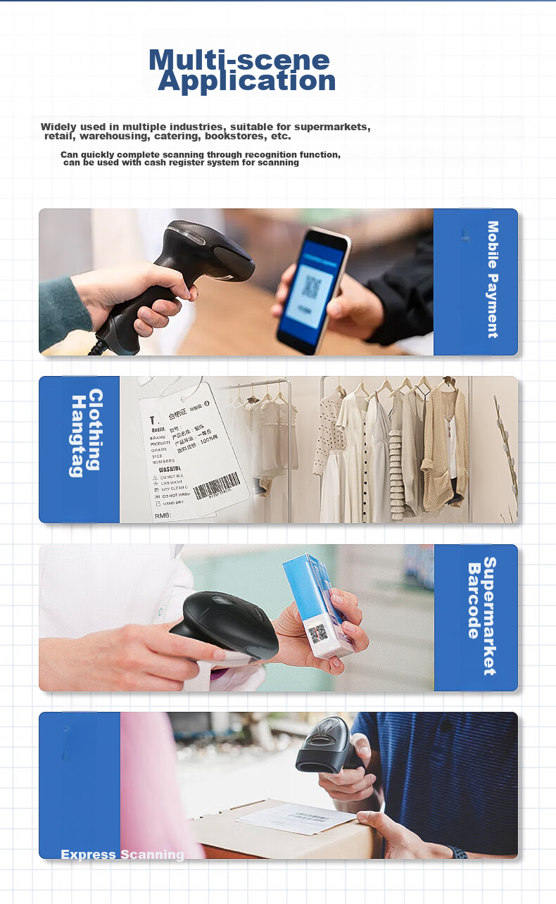 Newland OY20-RF Wireless 1D/2D Red Light Barcode Scanner for Convenience Stores, Shops, Supermarkets, Cashier Payment Scanning, Suitable for Store Mobile Phone Scanning Payment Screens And Scanning 3