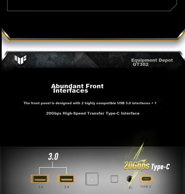 ASUS TUF GAMING GT302 Chassis, Black, Rear BTF 2.0/14cm Thickened ARGB Fan, Dust Filter Included, Strong Heat Dissipation, Interchangeable Side Panels 23