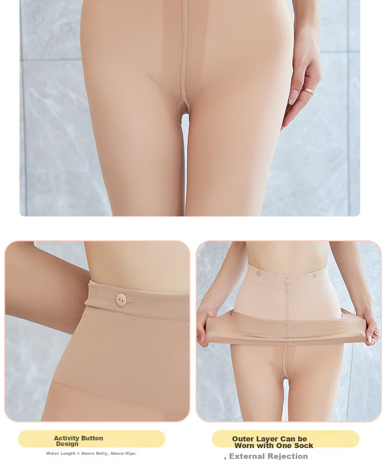 LangSha Invisible Tights for Women, Autumn And Winter Base Layer Pants with Detachable Double-Layer Fleece, Natural Nude Skin Tone, Autumn And Winter Pants Socks 9