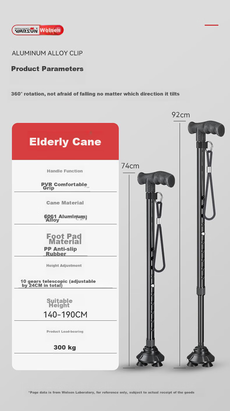 WARSUN Elderly Walking Stick, Four-Legged Cane, Non-Slip Walking Stick, Hiking Aid for Seniors, Four-Angle Cane with Optional Stool And Chair 14