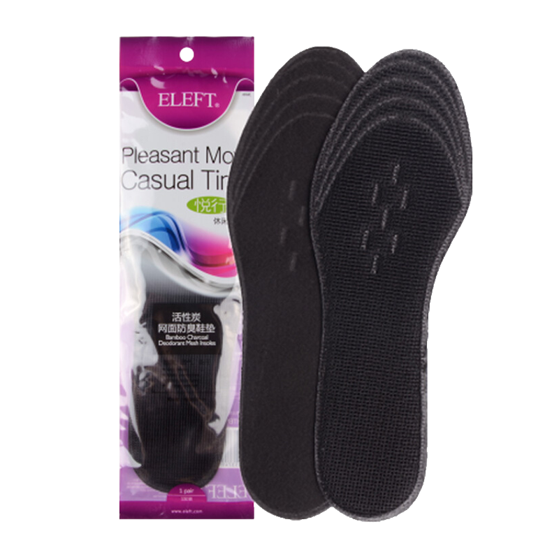 Eleft Activated Carbon Mesh Insoles for Men, Odor-Resistant Breathable Sweat-Absorbing Sports Insoles, Ultra-Thin Shock-Absorbing Black Mesh