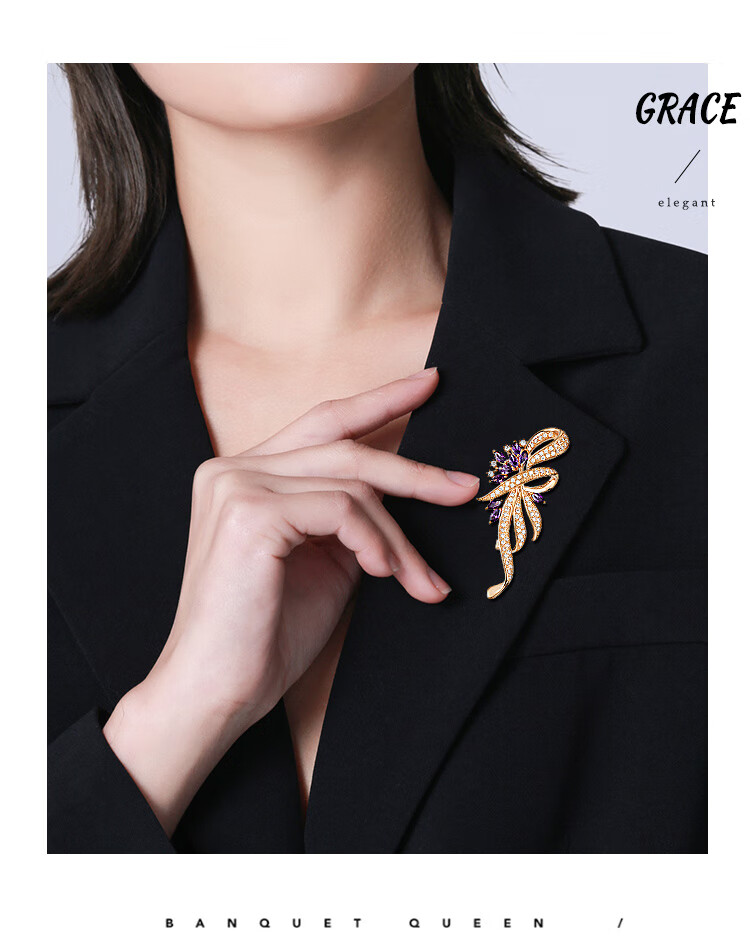 Qlady Floral Brooch, High-End Women's Light Luxury Suit Anti-Exposure Pin, Scarf Buckle Accessory, Mid-Autumn Festival Birthday Gift 9