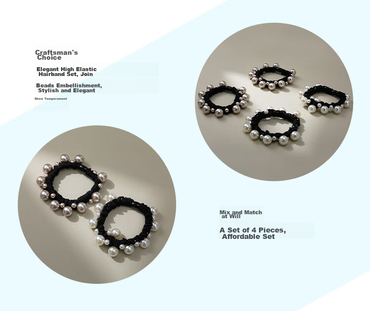 CHIMERA 4-Piece High-Elasticity Dual-Use Hair Ties, Bun Maker, Hair Bands, Hair Accessories, Women's Mid-Autumn Festival Gift 10