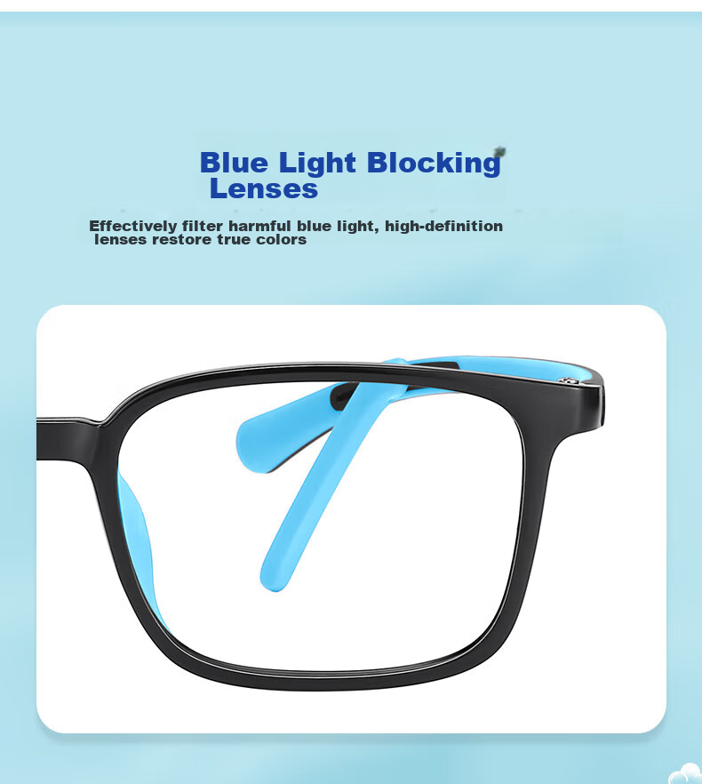 Pulais Children's Anti-Blue Light And Anti-Radiation Glasses, Unisex Frame for Boys And Girls, Black And Gray, 66132 12