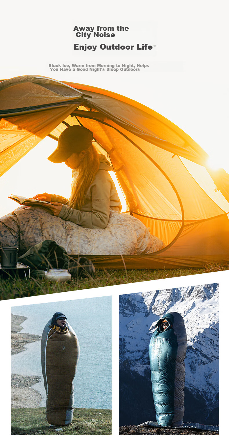 BLACKICE Z Series Lightweight Egyptian-Style Goose Down Sleeping Bag Camping Sleeping Bag Z400 (New Standard) / Starry Sky Blue / L 9