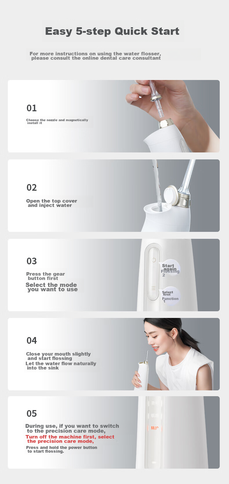 Bixdo Water Flosser Oral Irrigator Portable Dental Cleaner for Adults And Children, Orthodontic Teeth Cleaning Device, Birthday Gift for Boys And Girls, Mother's Day Present 16