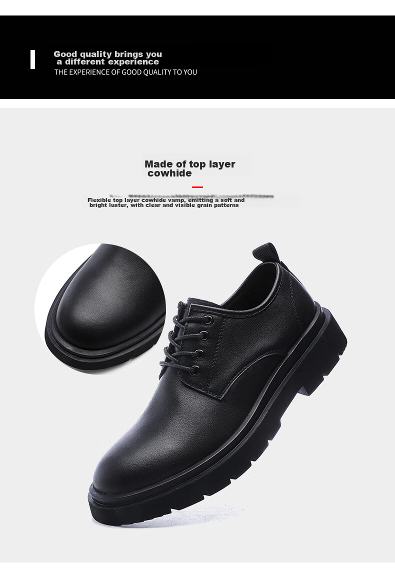MULINSEN Men's Shoes, Business Casual, Top-Grain Leather, Versatile Thick-Soled British Style Leather Shoes for Men, C9016 6
