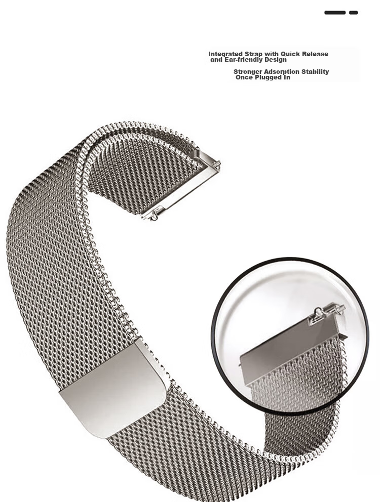 ESCASE Compatible with Huawei Watch 5 Strap, GT6/GT5/GT4/3/Pro, Honor Magic/OPPO Watch 4 Pro/X Milanese Strap, Titanium Gray, 46/48mm 9