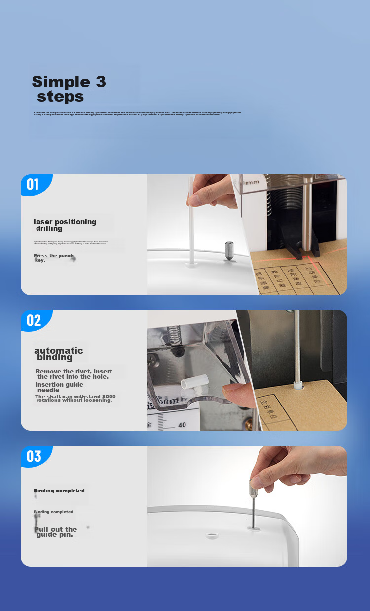 GEPAD 60mm Accounting Voucher Automatic Binding Machine, 600-Page Financial Binder, Electric Hole Puncher, Office File Riveting Machine, Thermal Binding Machine, Document Hole Puncher 6811 13