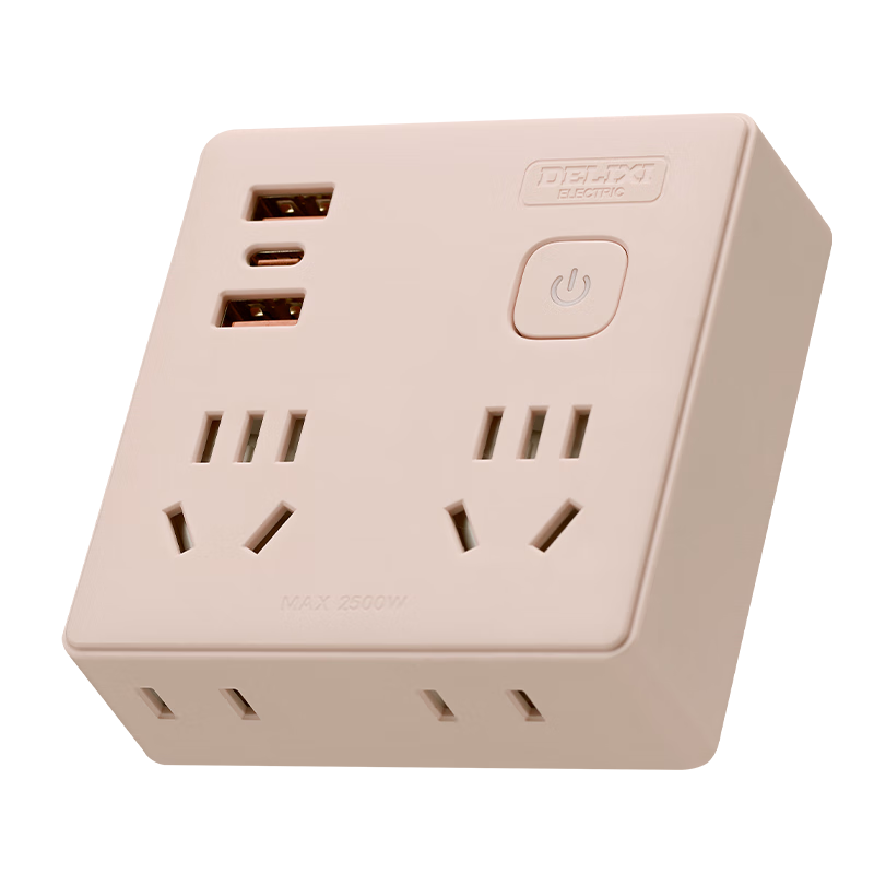 DELIXI 20W PD Fast Charging 86-Type Socket Adapter/Converter Plug/USB+Type-C Multi-Port Expansion/Power Strip/Wall Outlet, Wireless Pink Master Switch
