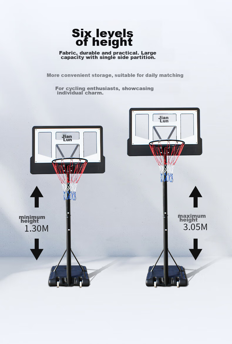 JEEANLEAN Children's Home Basketball Hoop, Outdoor Indoor Portable Adjustable Height Basketball Rim 6