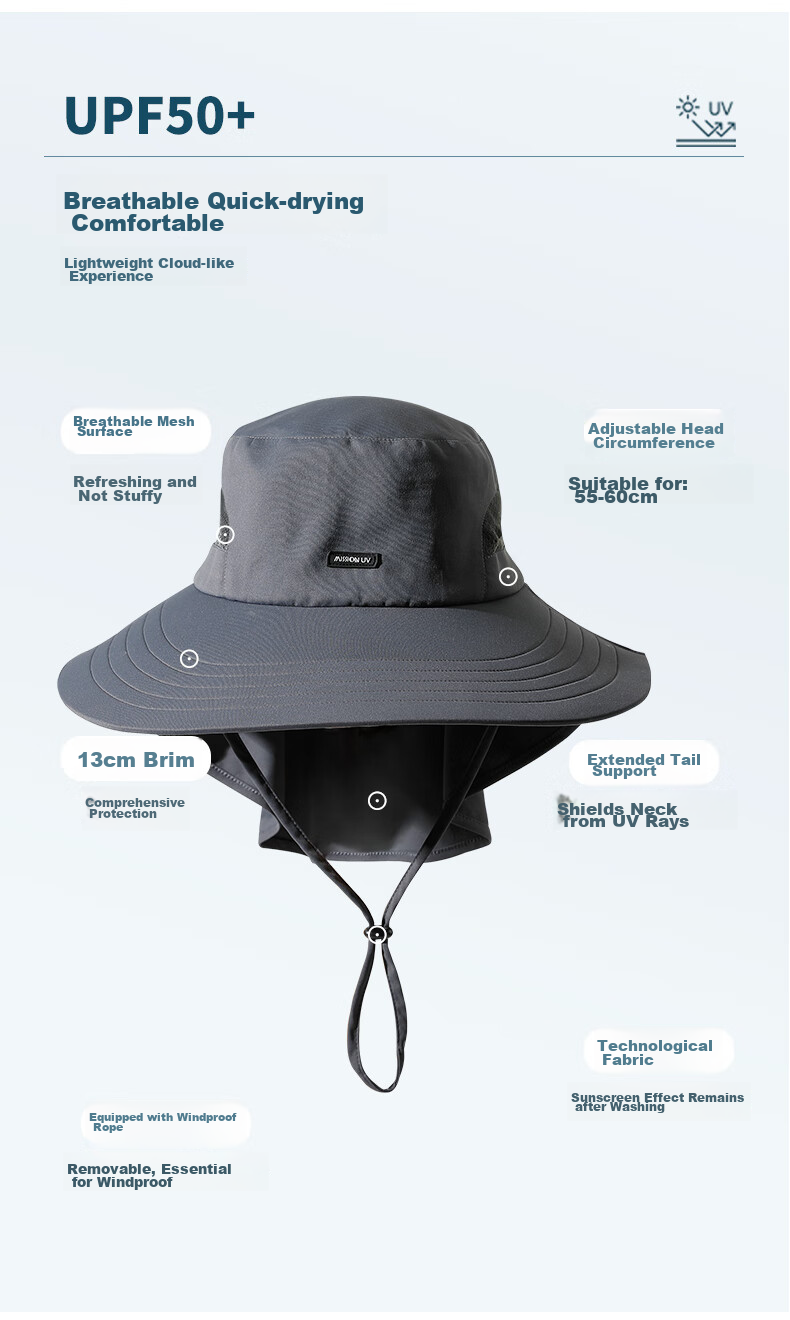 MISSION UV Sun Protection Hat for Men, Sun Visor Cap, Fishing Bucket Hat, Hiking Cap, Summer Outdoor UV Protection Wide Brim Sunhat 4