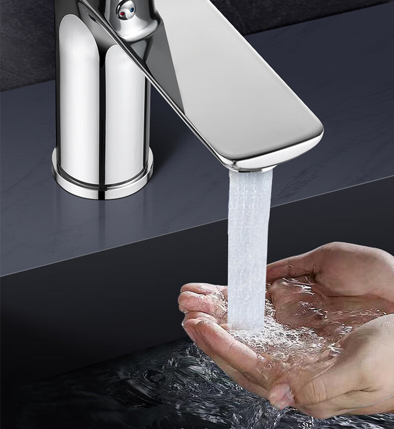 Zunchi Sink Faucet, Hot And Cold Stainless Steel Basin Tap, Single Hole Bathroom Washbasin Faucet 1028 14