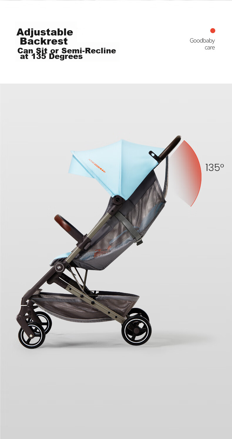 Gb Lightweight Foldable Baby Stroller with Shock Absorption, Airplane-Friendly, Perfect for Outings with Your Baby - Chanyi D2003 in Qianshi Blue 4