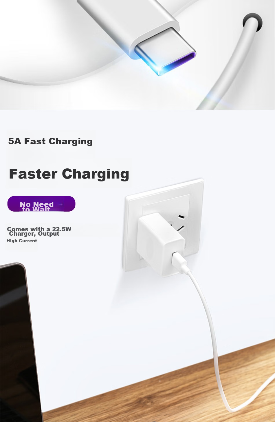 DiYiGongFang, Suitable for Huawei Fast Charging Kit, Data Cable Type-C/USB Cable, Compatible with Apple 15/16 Tablets IPad/XS, Huawei 40W Fast Charging Head + 2-Meter Cable (5A) 2