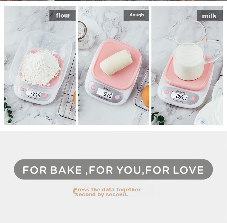 FOR BAKE Kitchen Scale, Home Use 1g Precise Electronic Scale, Baking Scale, Mini Food Scale with Tray, 5kg Capacity 4