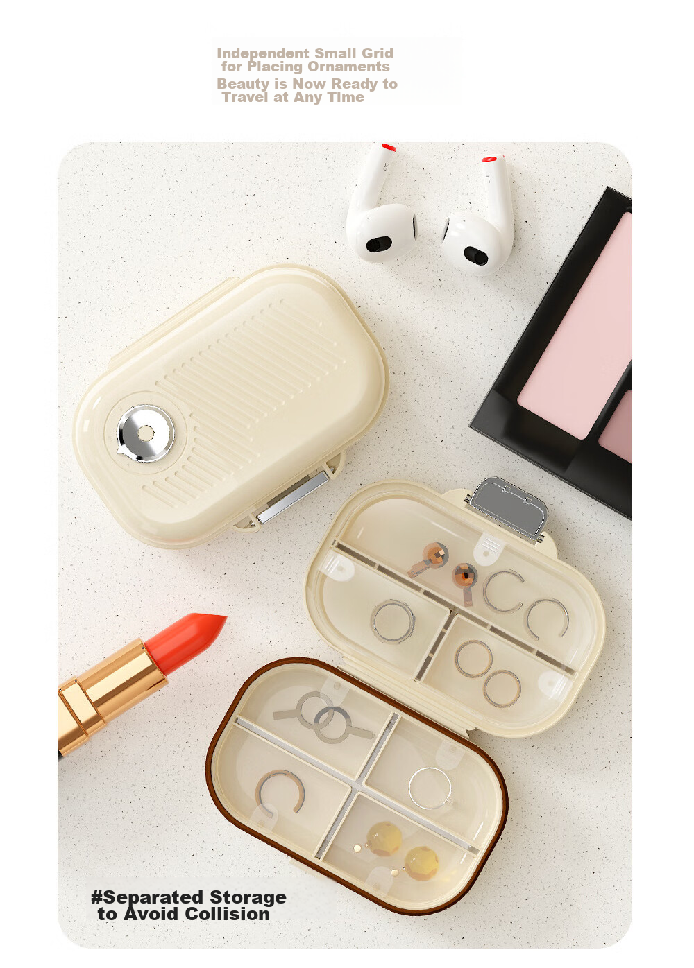 Lehuolvxing Pill Organizer, Portable Medicine Dispenser, Compact Mini Box for Storing Medications, Sealed Container for Pills 7
