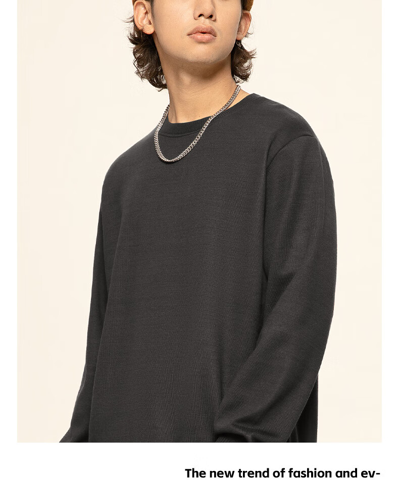 GENIOLAMODE [Endorsed by Ao Ruipeng] Men's Winter Warm Round Neck Base Layer Knit Sweater Khaki L 8