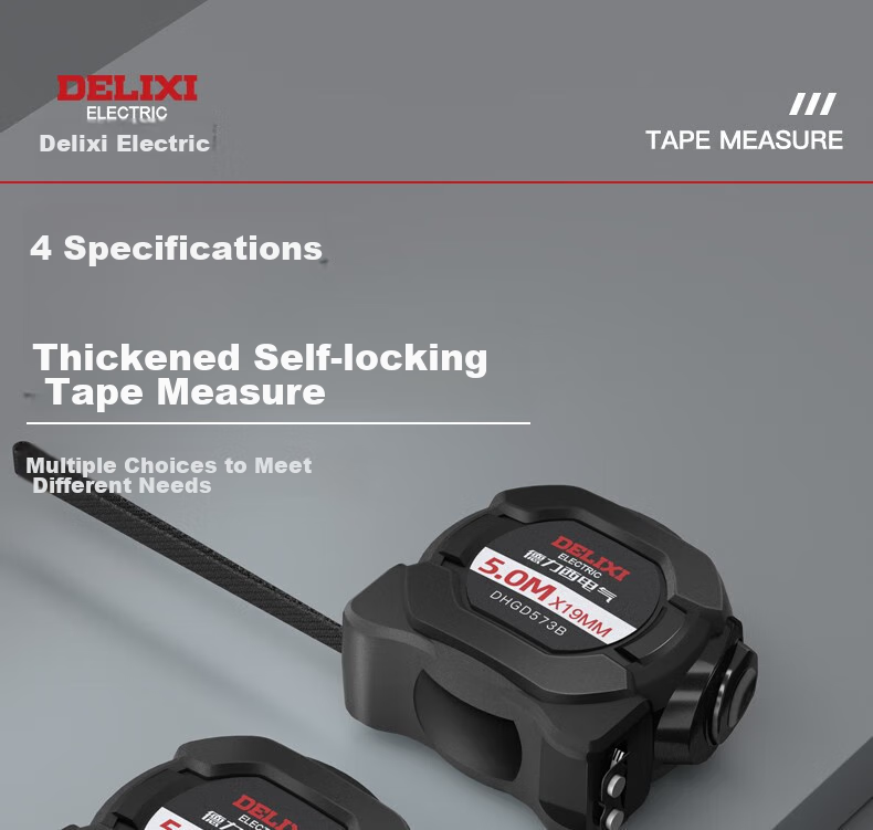 DELIXI ELECTRIC Steel Tape Measure, Household Wear-Resistant Drop-Proof High-Precision Self-Locking Ruler, Carpentry Ruler for Renovation Measurement, Steel Tape Measure 5*19 9