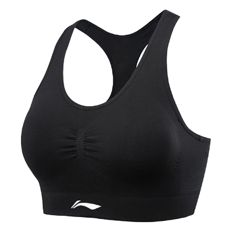 Li-Ning Women's Sports Bra, Yoga Wear, Fitness Backless Bra with Pads, Seamless Wireless Running Quick-Dry Top, Black, XL