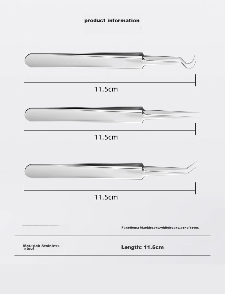 LINGCHEN Acne Needle Tweezers Set of 3, Blackhead Extractor, Pimple Remover Tool, Acne Squeezing Kit 7