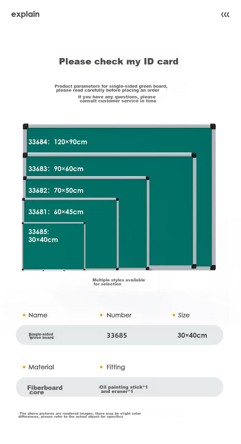 Deli 40*30cm Blackboard Chalk Writing Board, Galvanized Green Board with Magnetic Backing, Office Teaching Student Meeting Small Green Board Hanging Writing Board Wall-Mounted 9