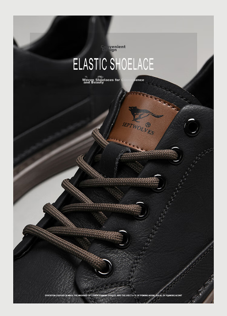 SEPTWOLVES Men's Versatile Shoes, Men's Sneakers, Men's Leather Shoes, Casual Shoes for Men W8333083270 Black-Brown 38 8