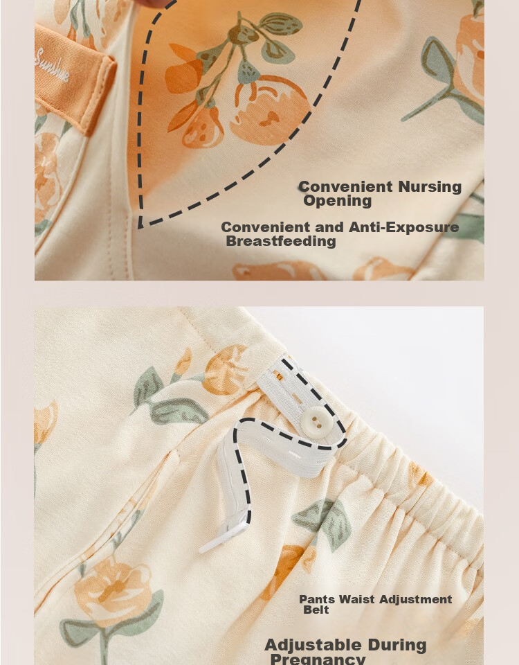 JOYNCLEON Maternity Pajamas, Soft And Breathable for Spring And Summer, Nursing Wear for Pregnant Women, Postpartum Loungewear, XL Jyz62756 12