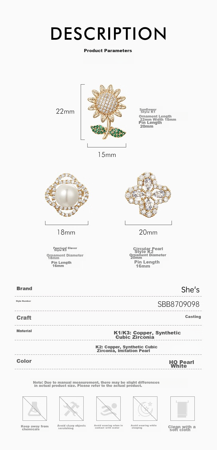She's Lightweight Mini Anti-Exposure Chest Pin, Shirt Brooch Pin, Birthday Gift for Girlfriend 9