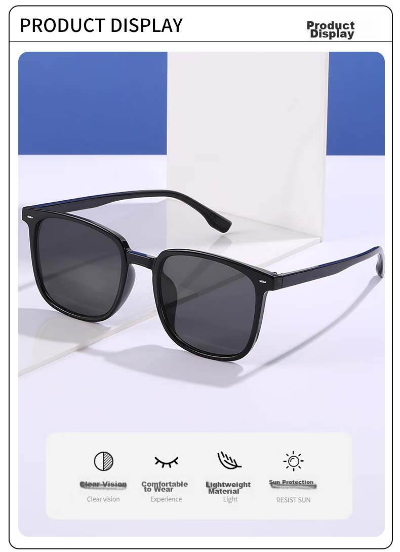 Baixiaoshe Korean Version Sunglasses-2308 [Gray Lenses], Sun Protection Glasses, Trendy Style for Men And Women, Driving Sunglasses 3