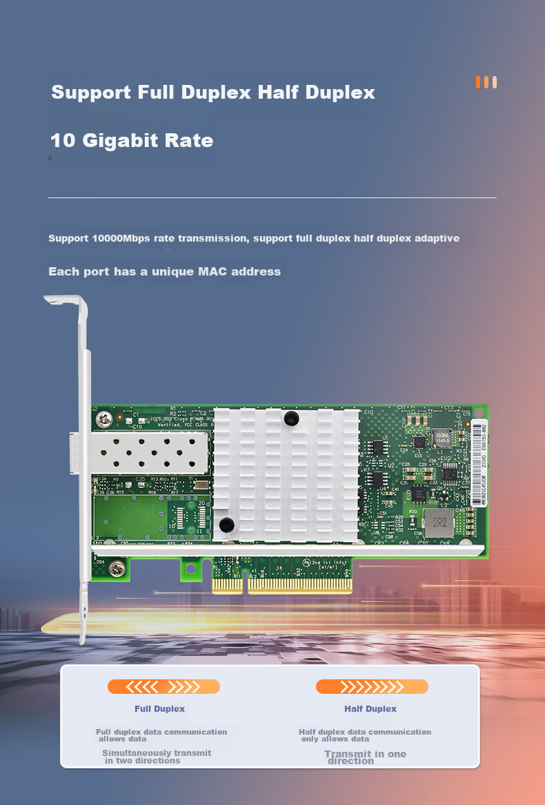 EB-LINK Intel 82599 Chip, PCI-E X8 10G Gigabit Single-Port Fiber Optic Network Card, X520-DA1 SFP+ Optical Port Server Network Adapter 8
