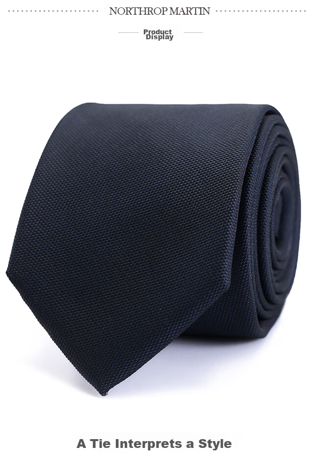 NORTHROP MARTIN High-Quality Necktie for Men, Business Suit, Groom's Wedding Tie, Hand-Tied, Campus Style, Black And Blue, Gift for Middle School Students 8