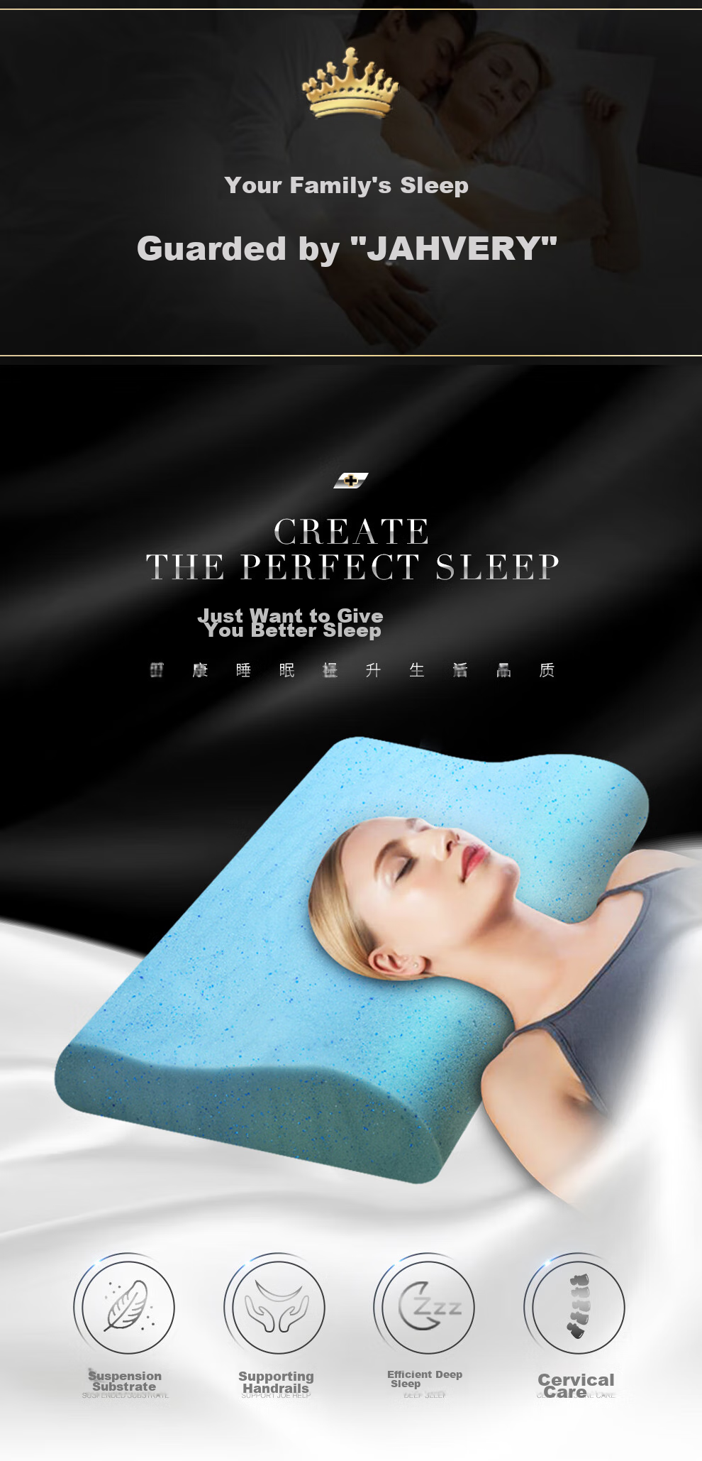 JAHVERY Gel Pillow, Cervical Pillow for Sleeping, Specially Designed for Cervical Spondylosis, Sleep Aid, Slow Rebound Memory Foam Neck Support Pillow, 9/11cm 3