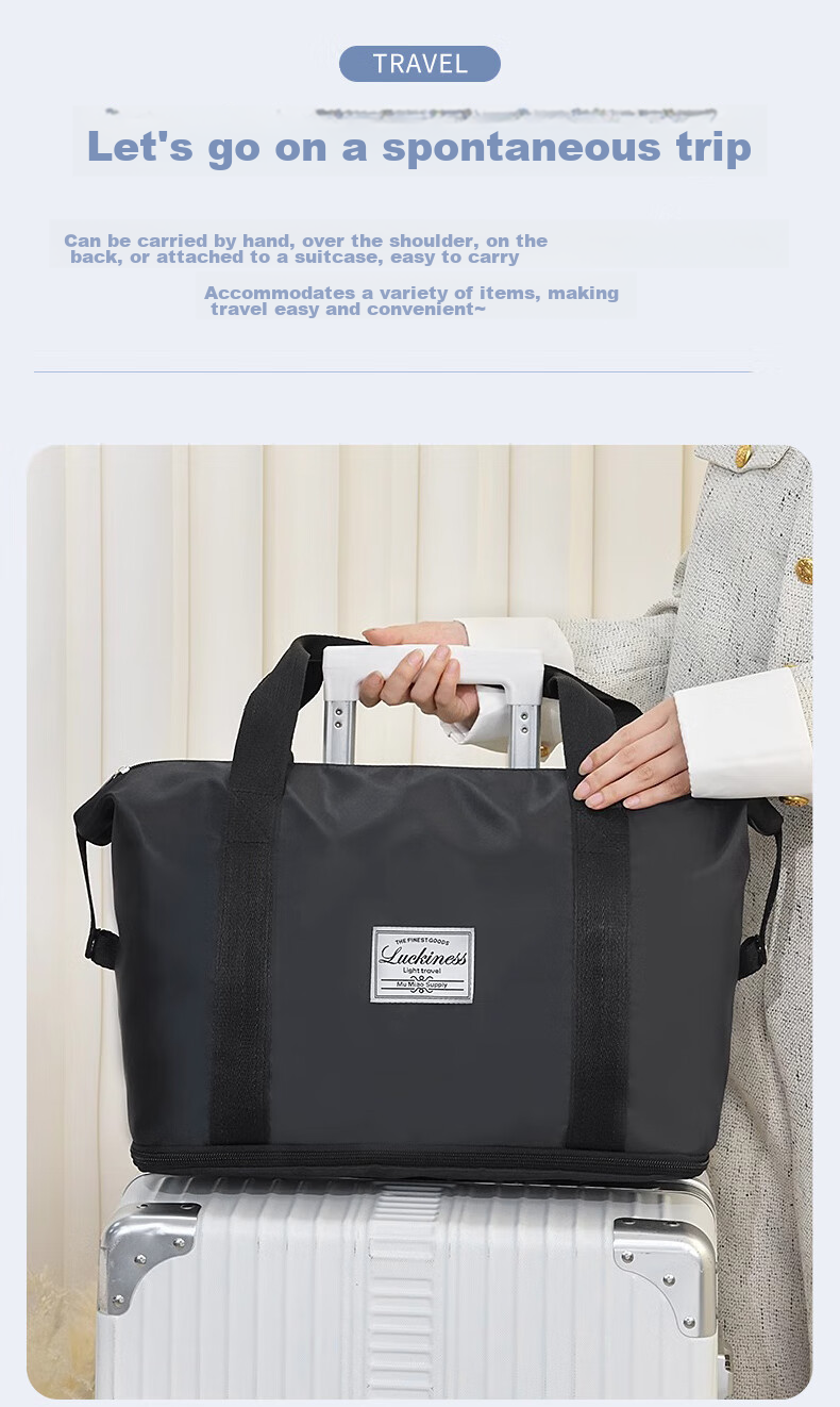 Jinghuisichuang Travel Bag, Luggage Bag, Large Capacity, Expandable, Suitcase, Oxford Cloth, Foldable, Portable Storage Bag, Purple, 41cm 3