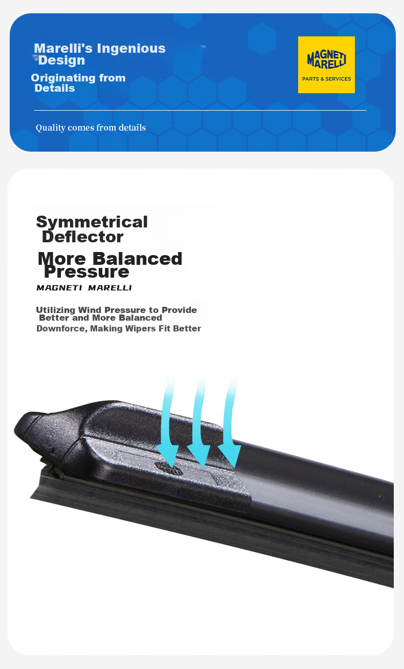 MAGNETI MARELLI Car Windshield Wipers, Wear-Resistant Natural Rubber, Compatible with Angkesaila/2020-2025 Next-Generation Models, 1 Pair 11