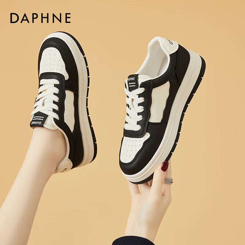 DAPHNE Low-Top Sneakers for Women, Thick-Soled Casual Sports Shoes, Soft-Soled Lightweight Versatile Women's Shoes 4623101076 Black 40