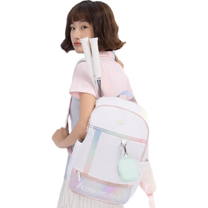 KAWASAKI Badminton Bag, Backpack, Sports Backpack, Casual Training Bag, B8224, Dazzling Pink And White