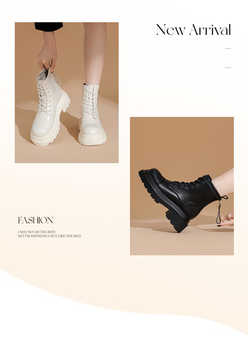 Daphne British Style Women's Ankle Boots Small Size Thick Sole Lace-up Martin Boots Black Sweet Cool Trendy Short Boots Brown 35 10