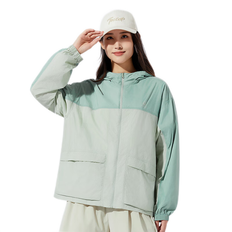 TECTOP Women's Sun Protection Jacket, UV-Resistant, Breathable Summer Outdoor Coat, 2422226FS, Lake Tea Green/cypress Blue, Size S