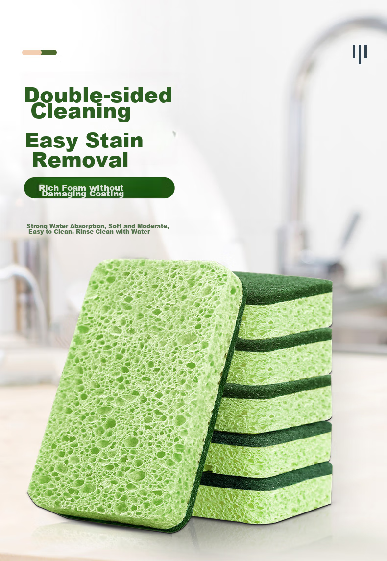 MR Wood Pulp Cotton Scouring Pad, 11*7cm*6 Pieces, Kitchen Cleaning Cloth, Thickened Dishwashing Sponge, Double-Sided Dishwashing Cloth 2