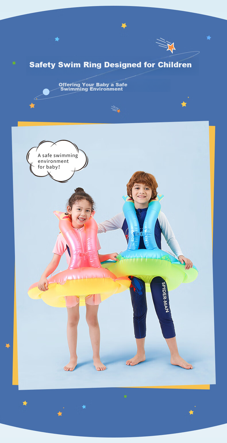 Yonglebao Children's Safety Seat Belt, Anti-Rollover And Anti-Fall Multi-Airbag Swim Ring for Babies, Size S, Blue/pink Randomly Sent 3